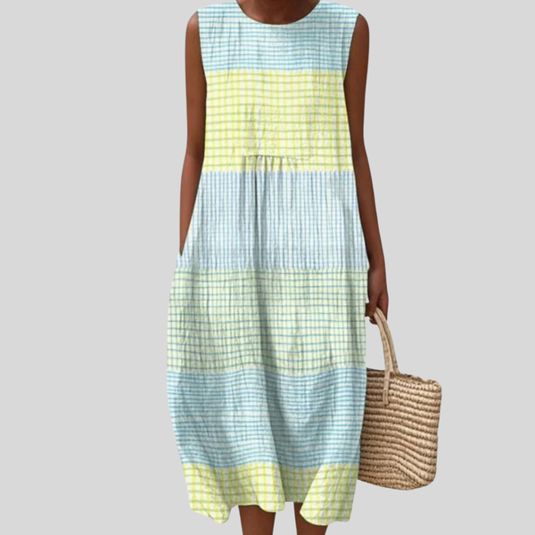 Pastel Geruite Patchworkjurk