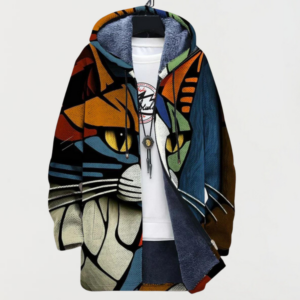 Sophie – Jas met abstract kattenmotief
