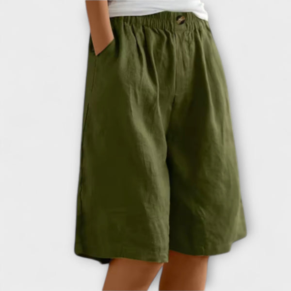 Nelleke – Groene Linnen Bermuda