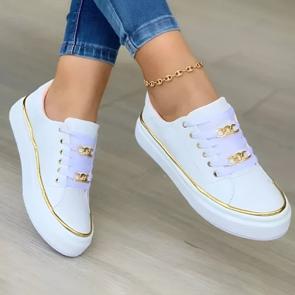 Katarzyna | Plateausneakers met veters en kettingdetails voor dames