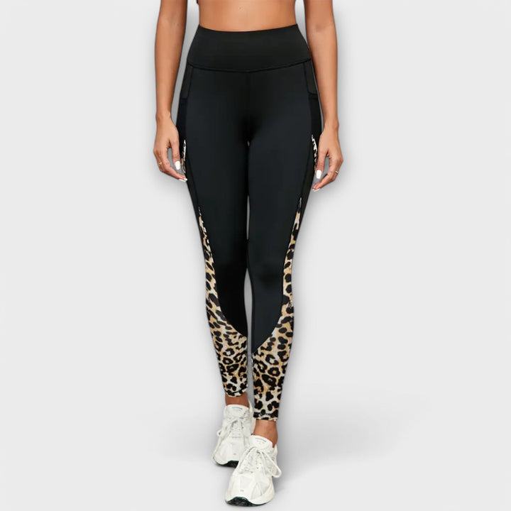 Trainingsbroek met hoge taille en panterprint