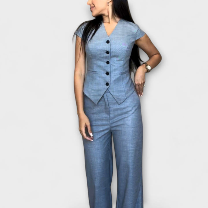 Ivy - Stijlvolle V-hals top en broek set