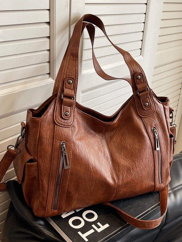 Audra | Leren hobotas met rits voor dames