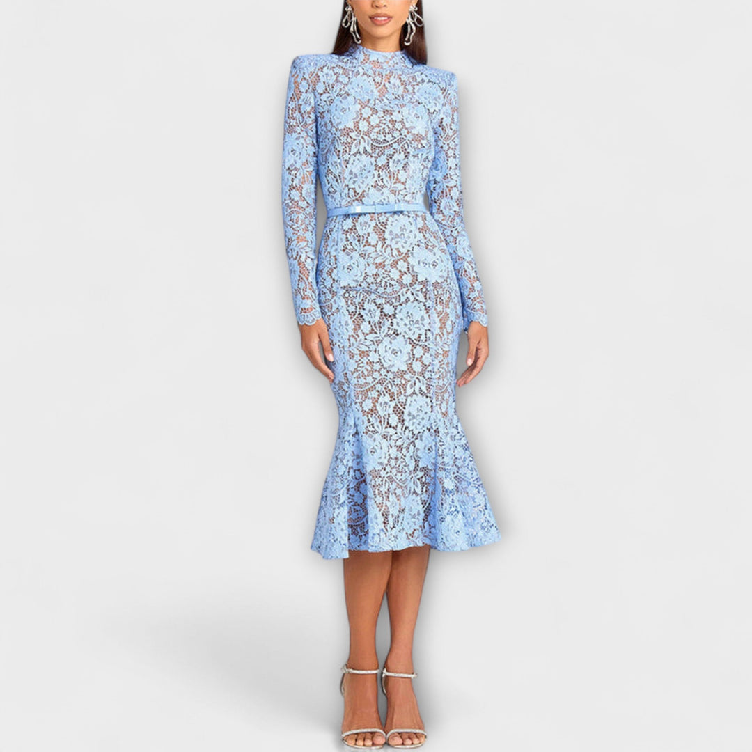 Freya - Elegante Midi-Jurk van Bloemenkant