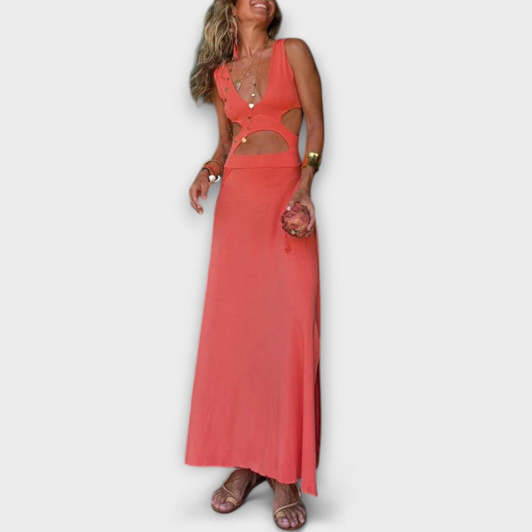 Ella - Eleanor Tie-Dye Cutout Schlitz Stretchjurk