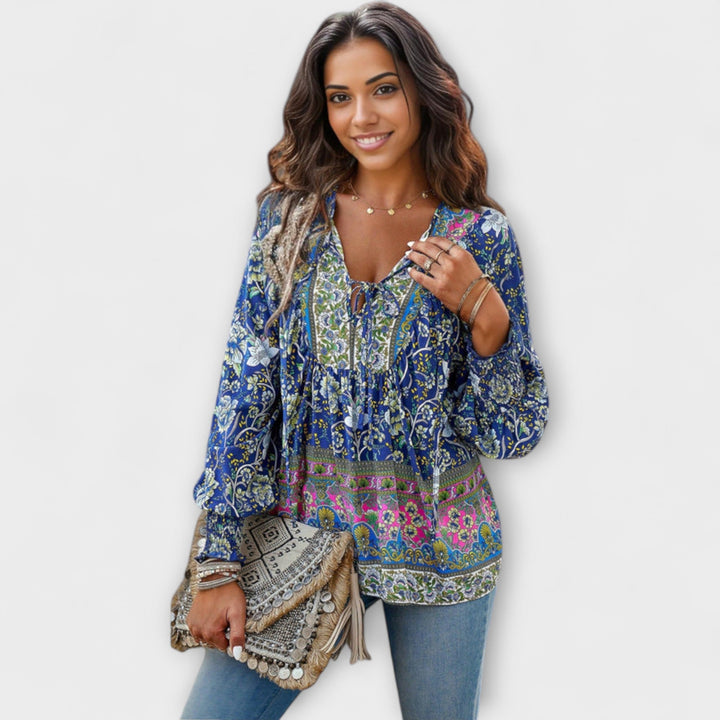 Melodie - Bohemian V-hals Top met Bindfront