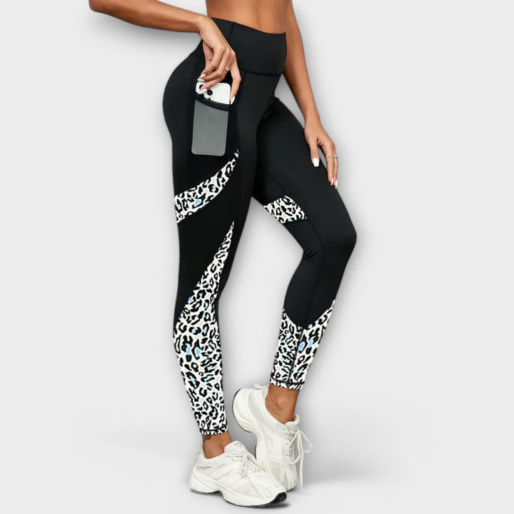Trainingsbroek met hoge taille en panterprint