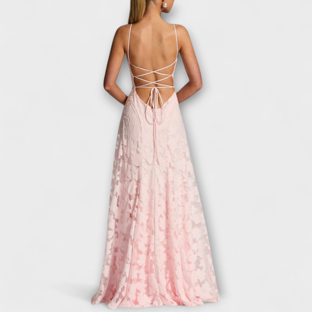 Kairi - Stijlvolle Floral-Lace Maxidress met Spaghetti Bandjes