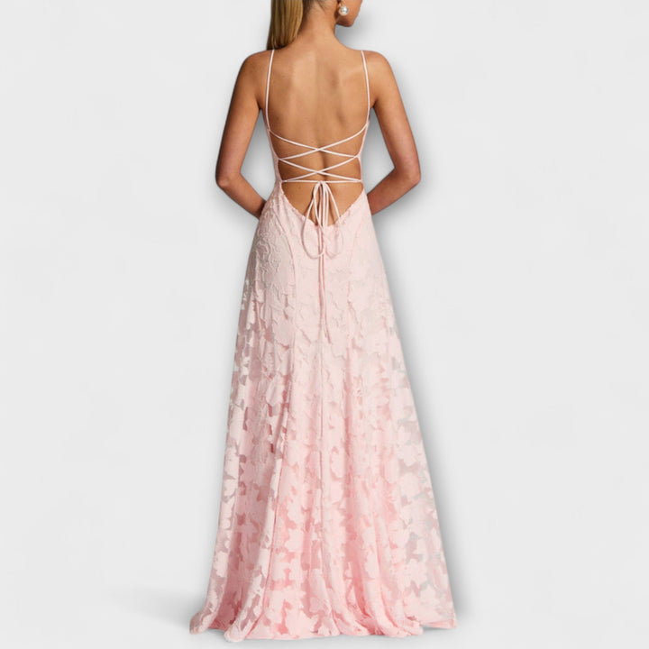 Kairi - Stijlvolle Floral-Lace Maxidress met Spaghetti Bandjes