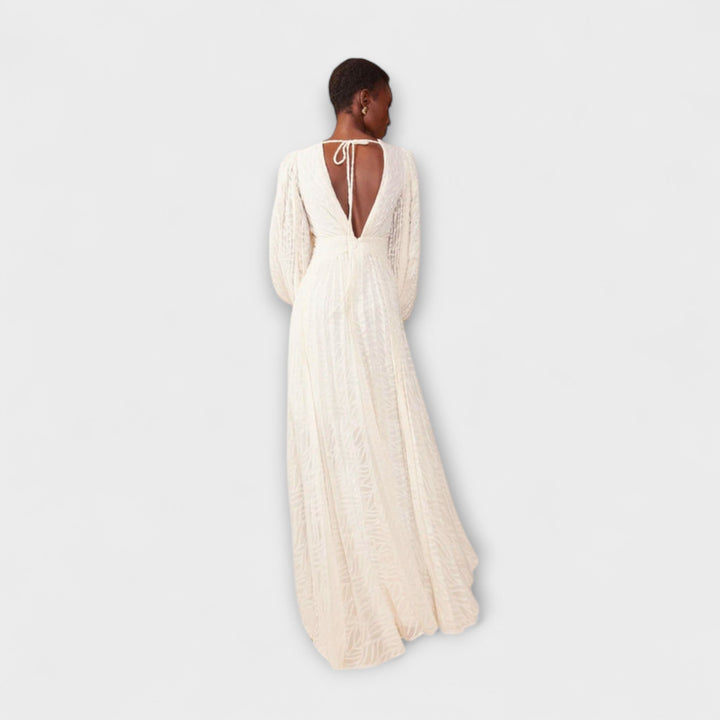 Elsa - Crème Maxi-jurk van Allegory