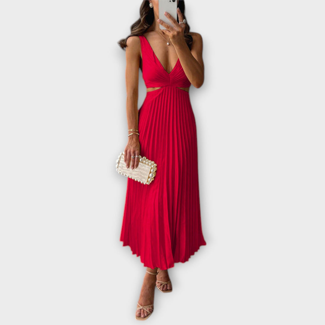 Elegante Midi-Avondjurk met Plissé