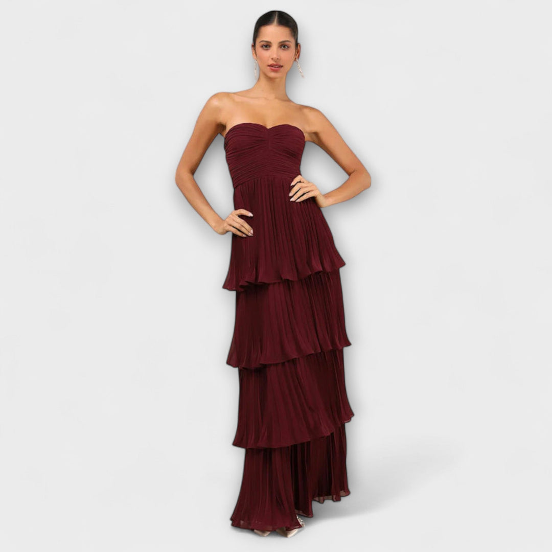Lorena - Strapless, gelaagd Maxikleed