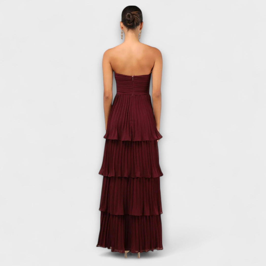 Lorena - Strapless, gelaagd Maxikleed