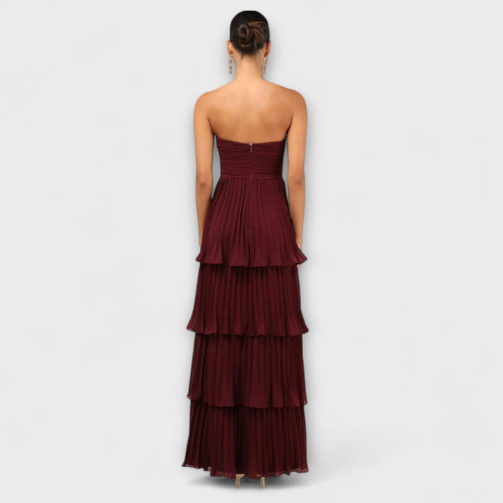 Lorena - Strapless, gelaagd Maxikleed
