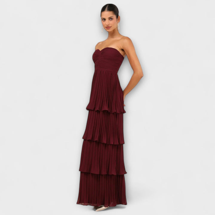 Lorena - Strapless, gelaagd Maxikleed