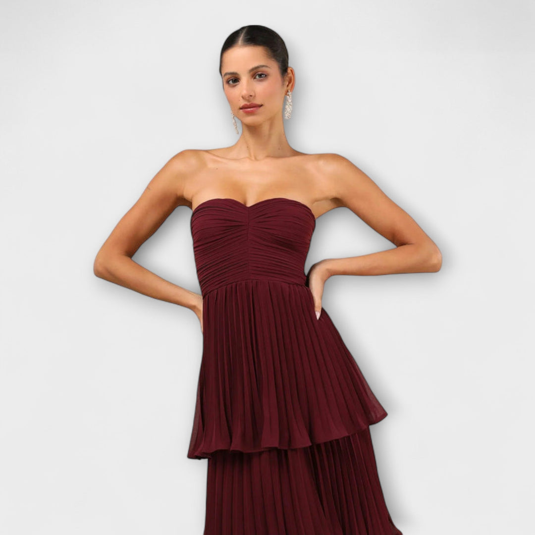 Lorena - Strapless, gelaagd Maxikleed