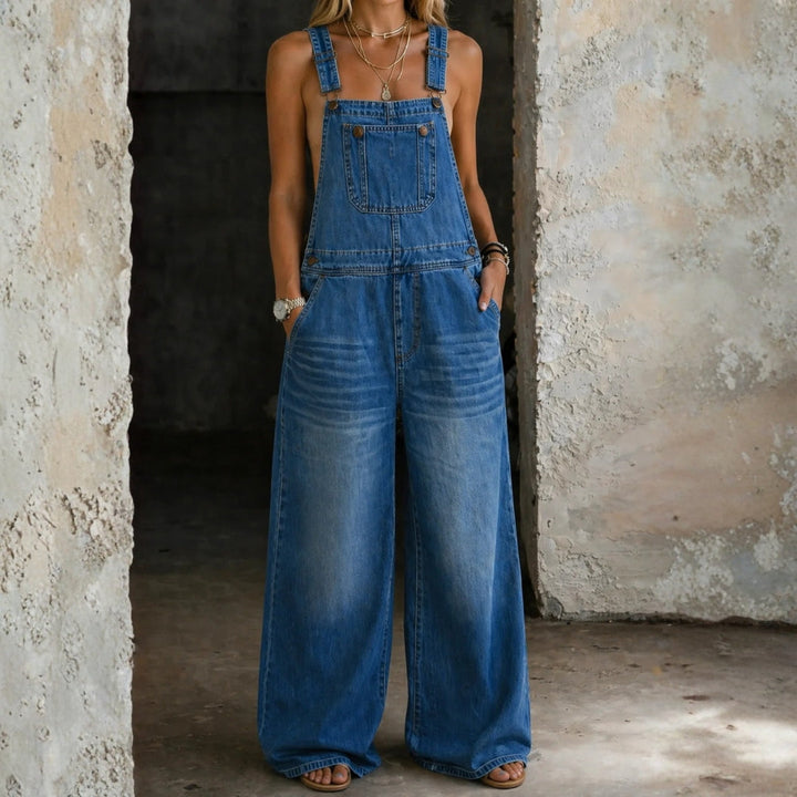 Ana - Denim Jumpsuit met Elastische Taille