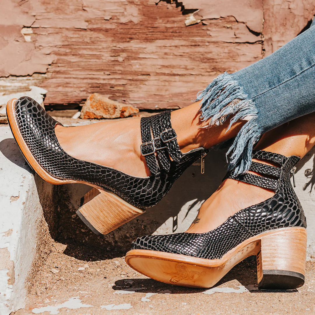 Elsa | Bottines met blokhak en gespbandjes aan de enkel voor dames