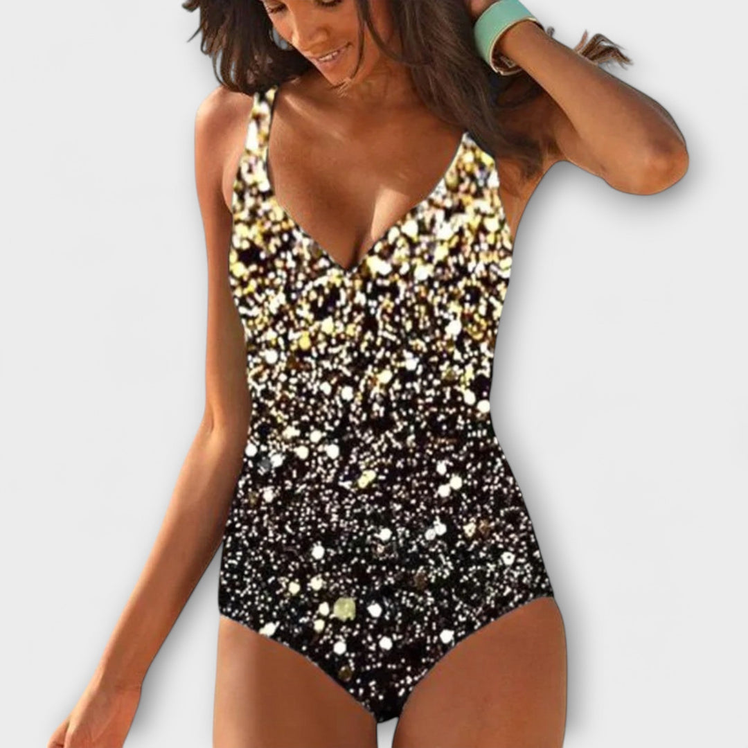 Sanne - Badpak met gekruiste drapering en corrigerend effect