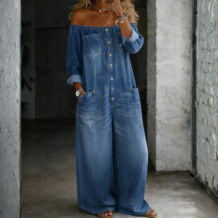 Helena - Lange Mouwen Jumpsuit met Ontblote Schouders
