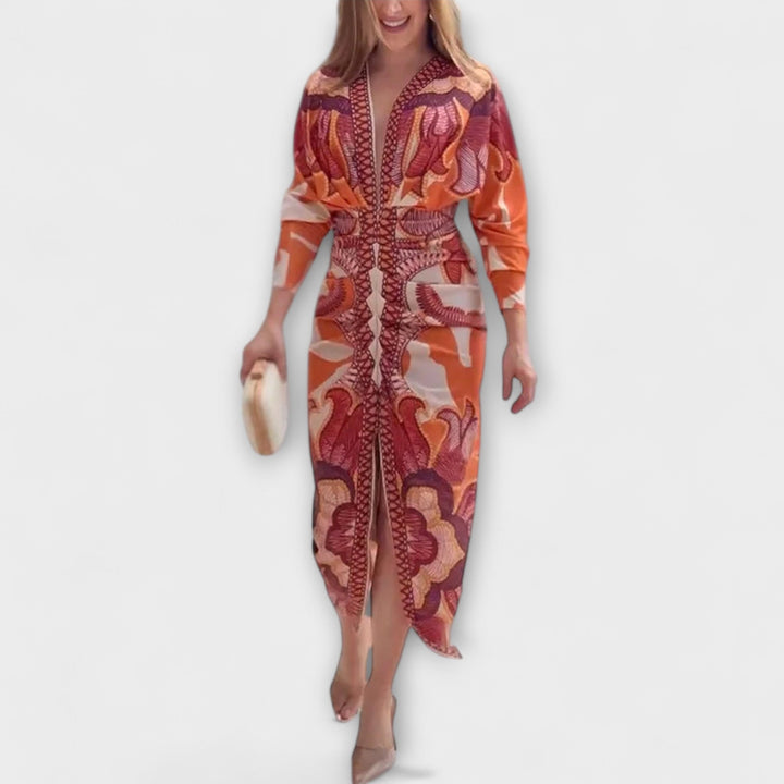 Cleo – Dolman-Midikleed met Braziliaanse print
