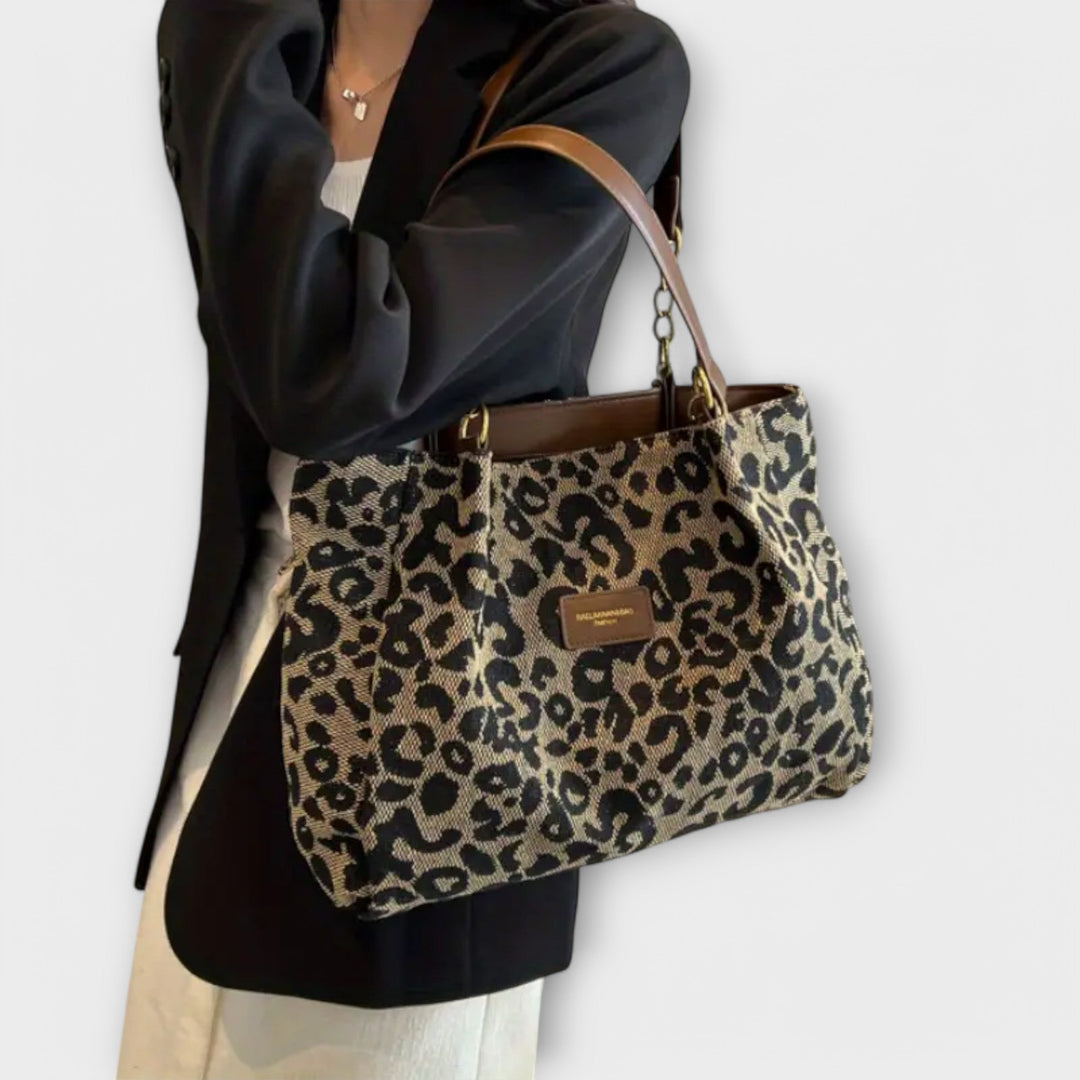 Fantine | Canvas shopper met luipaardprint voor dames