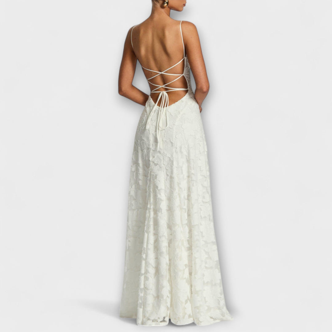 Kairi - Stijlvolle Floral-Lace Maxidress met Spaghetti Bandjes