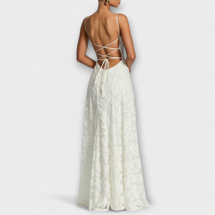 Kairi - Stijlvolle Floral-Lace Maxidress met Spaghetti Bandjes
