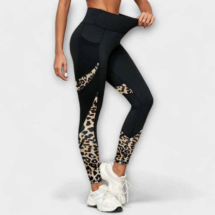 Trainingsbroek met hoge taille en panterprint