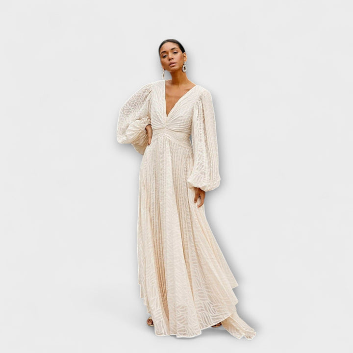 Elsa - Crème Maxi-jurk van Allegory