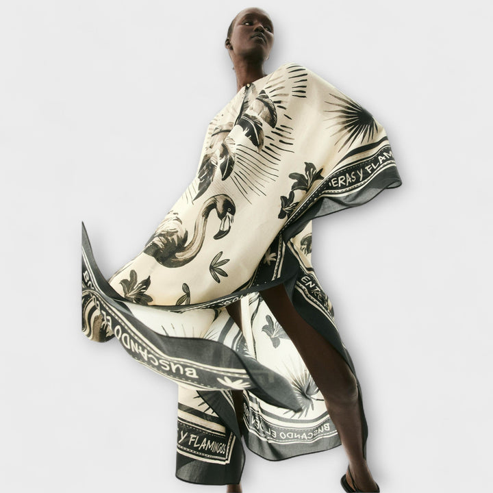 Melissa - Extra-grote Flamingo-Print Kaftan Maxijurk