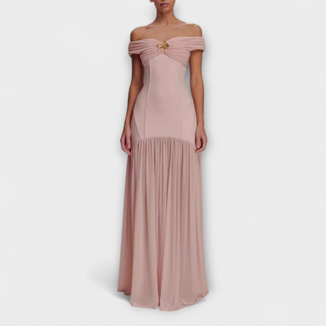 Maelie - Stijlvolle strapless Bodycon-maxi jurk met florale versieringen