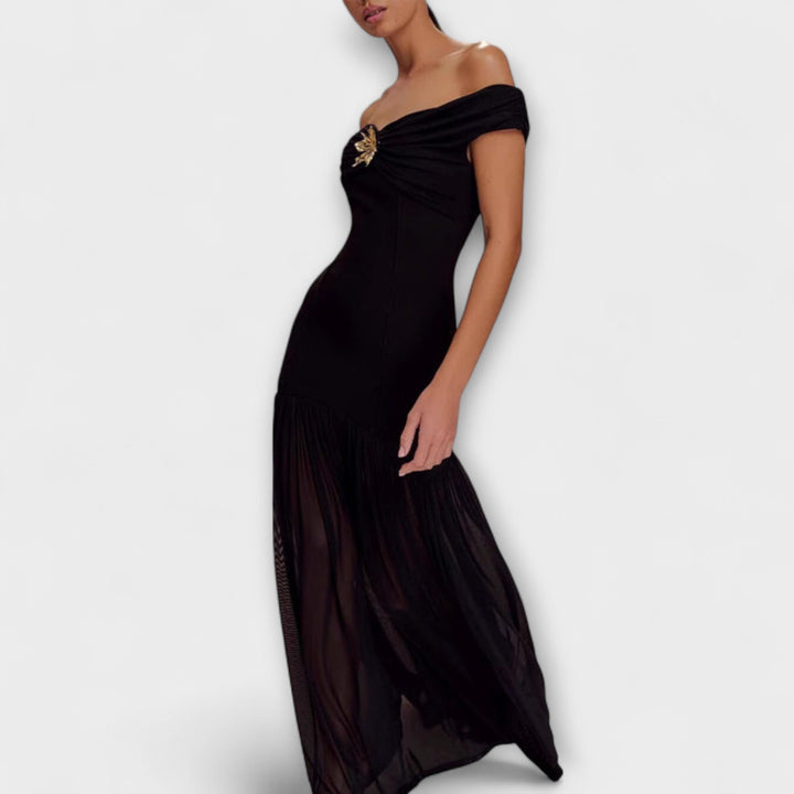 Maelie - Stijlvolle strapless Bodycon-maxi jurk met florale versieringen