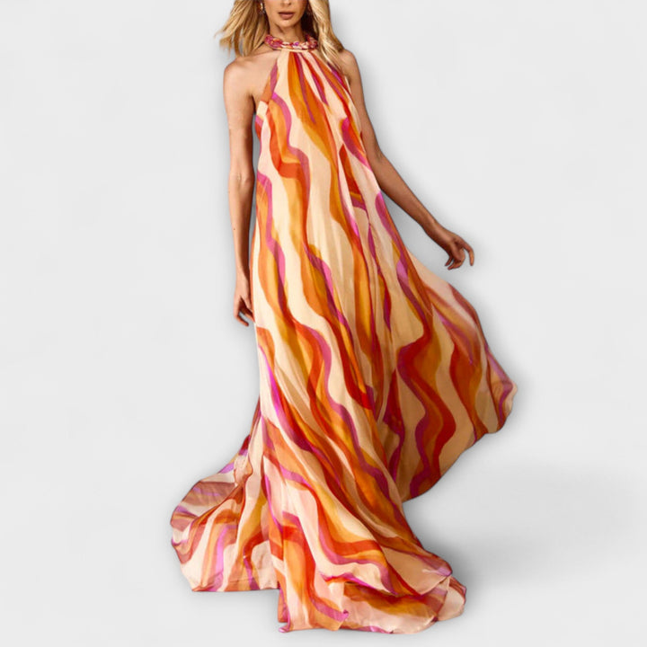 Rumi - Stylish gevlochten maxikleed met golvenpatroon