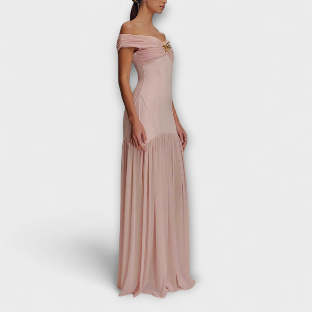 Maelie - Stijlvolle strapless Bodycon-maxi jurk met florale versieringen