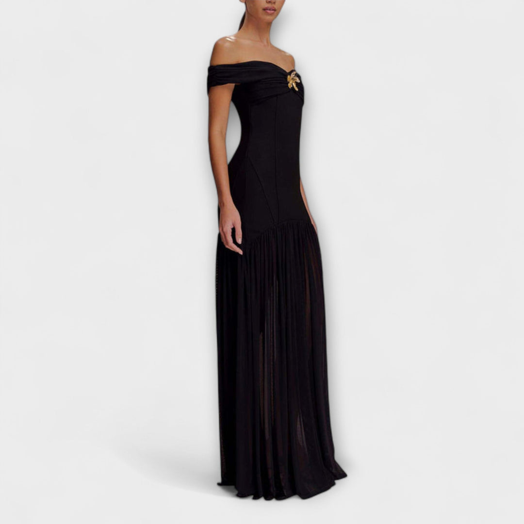 Maelie - Stijlvolle strapless Bodycon-maxi jurk met florale versieringen