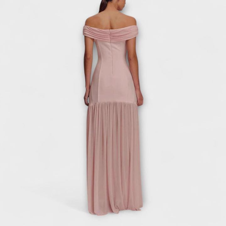 Maelie - Stijlvolle strapless Bodycon-maxi jurk met florale versieringen