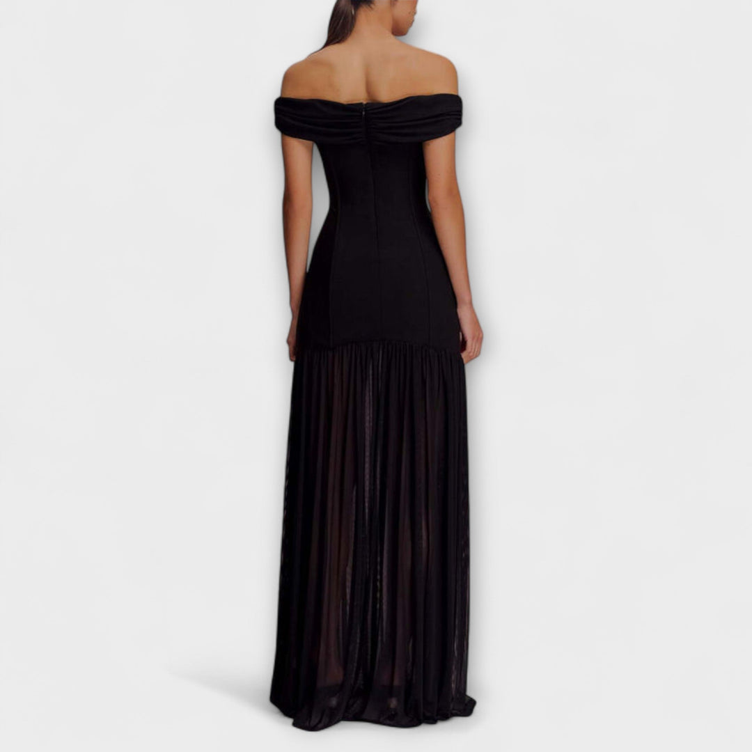 Maelie - Stijlvolle strapless Bodycon-maxi jurk met florale versieringen