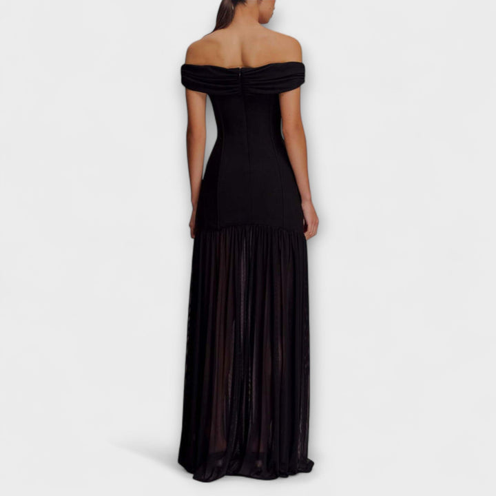 Maelie - Stijlvolle strapless Bodycon-maxi jurk met florale versieringen