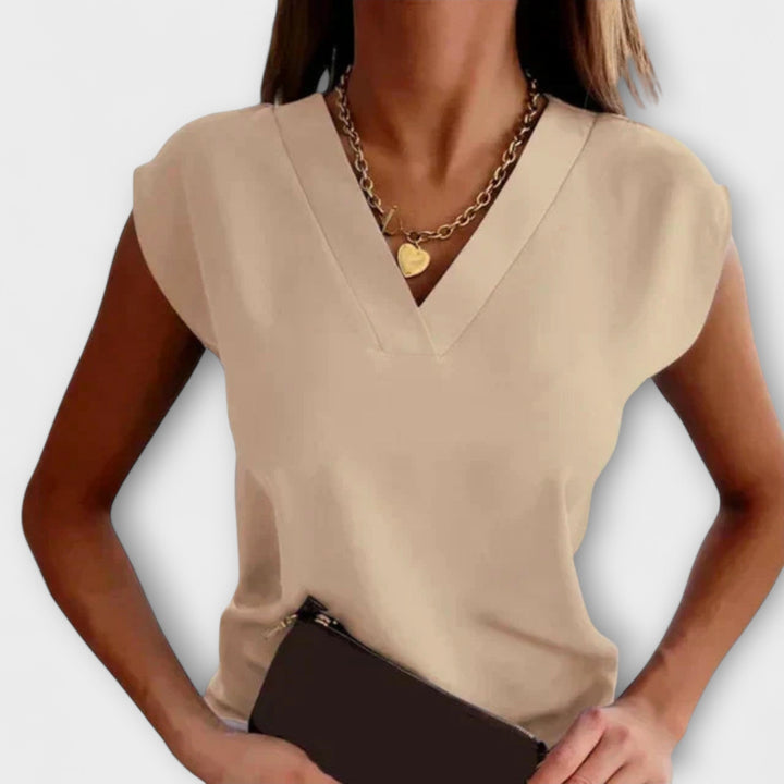 Melanie - Dames V-hals Zomer Top met Loose Mouwen