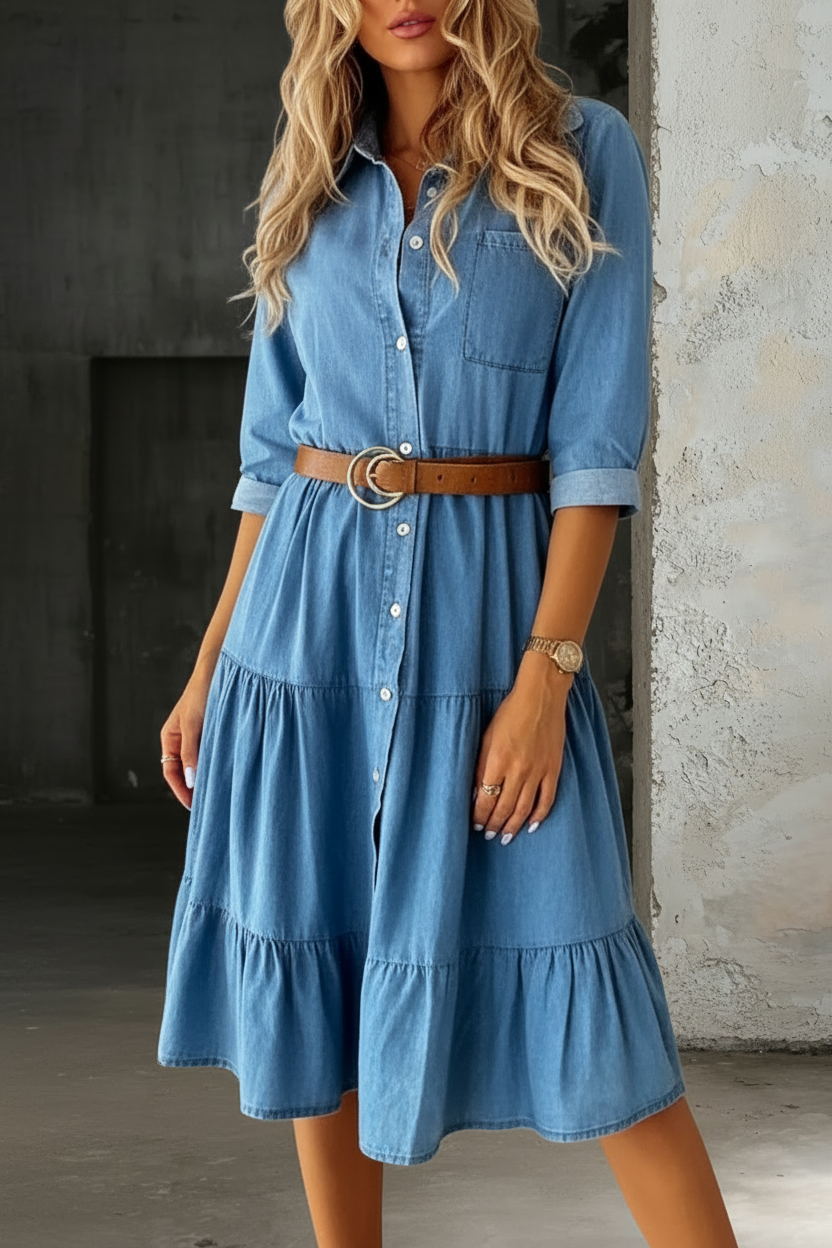 Bárbara - Casual Elegante Denim Jurk