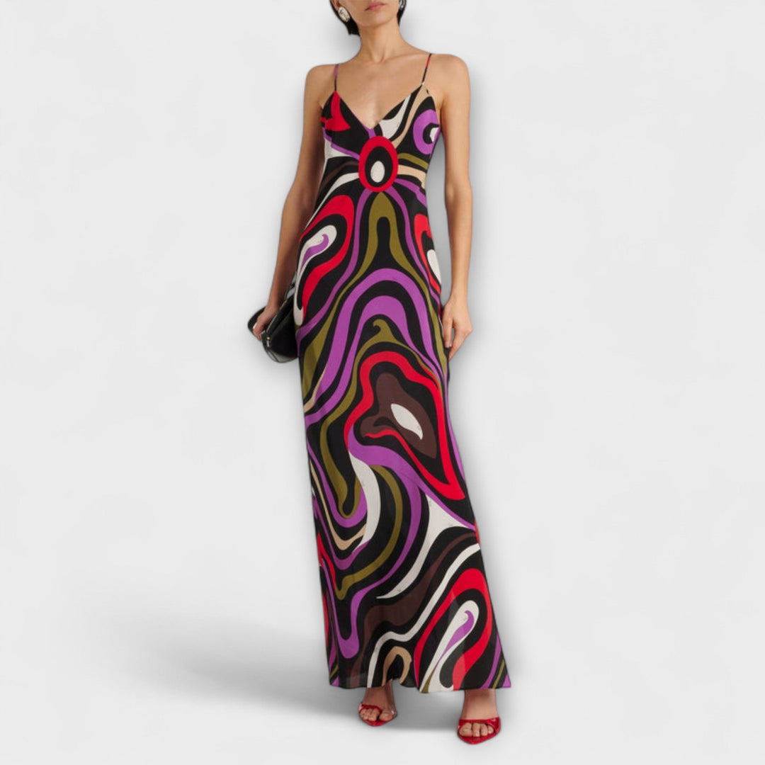 Daphne - Maxi-jurk in Marmerprint