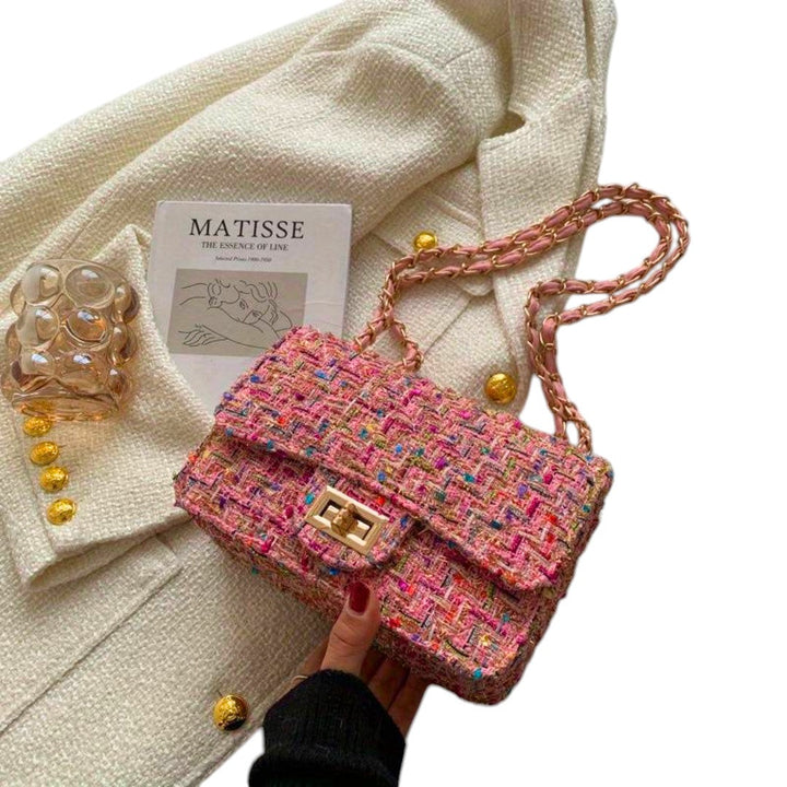 Cecilia | Tweed schoudertas met kettinghengsel voor dames