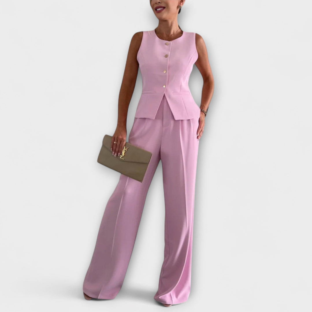 Wilhelmina - Stijlvolle mouwloze top en broek ensemble