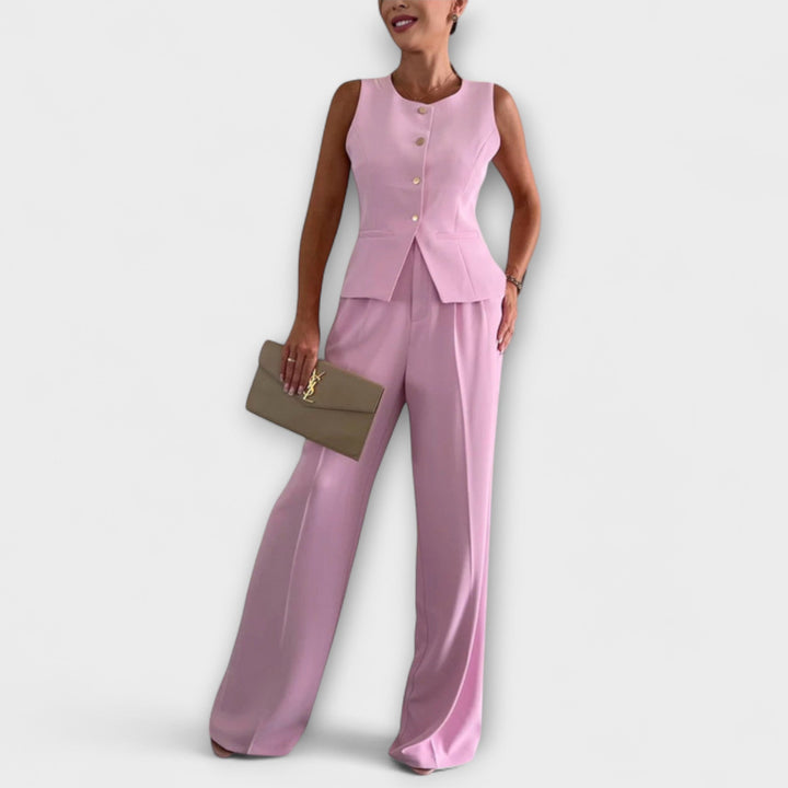 Wilhelmina - Stijlvolle mouwloze top en broek ensemble