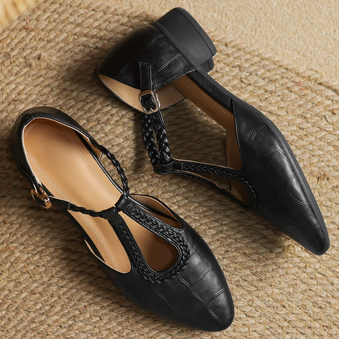 Greta – T-bandschoenen met gevlochten detail