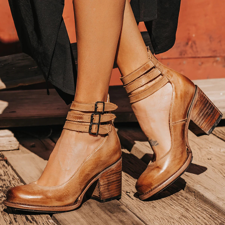 Elsa | Bottines met blokhak en gespbandjes aan de enkel voor dames