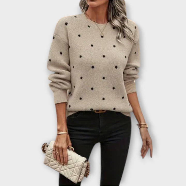 Ava – casual langärmeliger Pullover mit Tupfenmuster