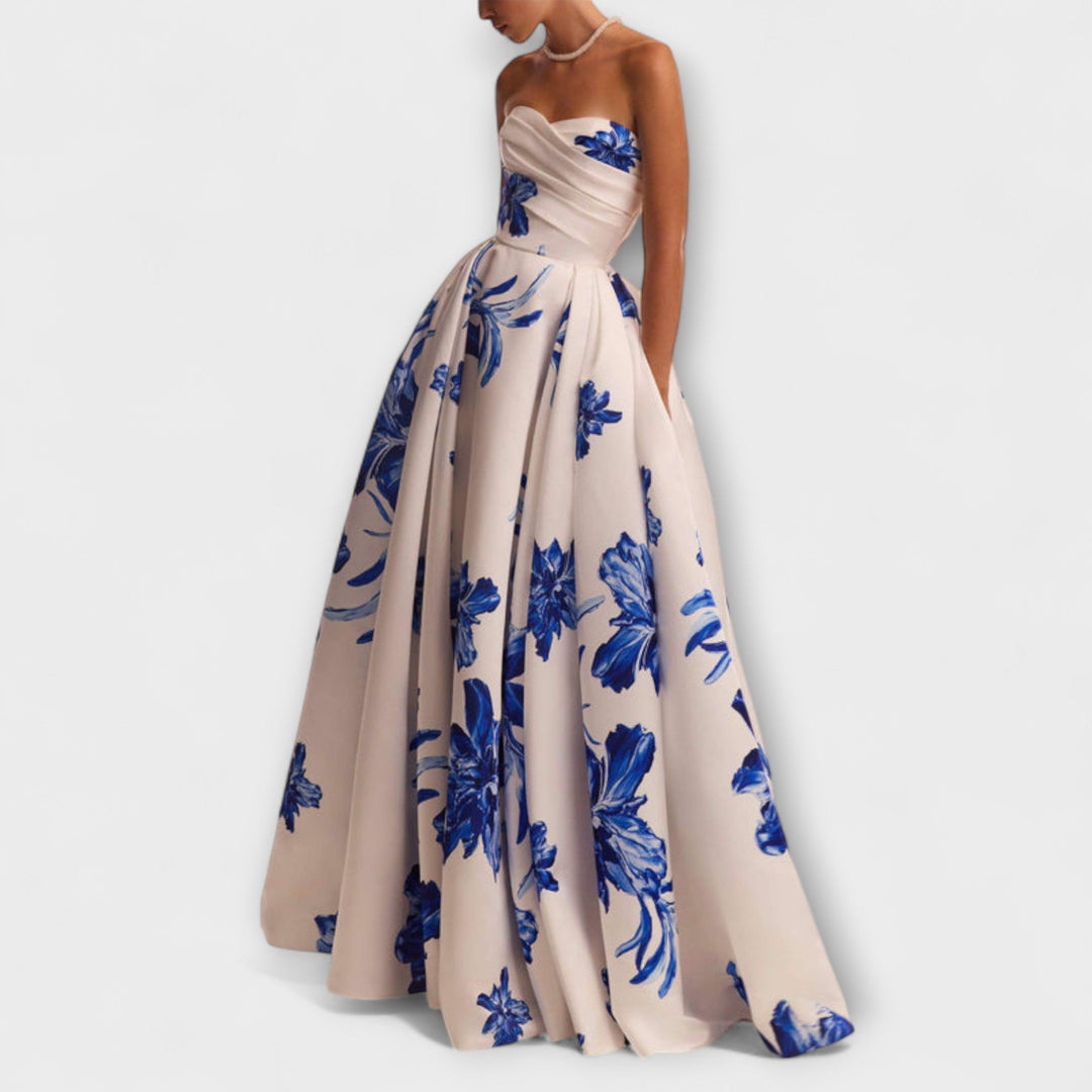 Rosalie - Chic Off-Shoulder Bloemen-Maxikleed