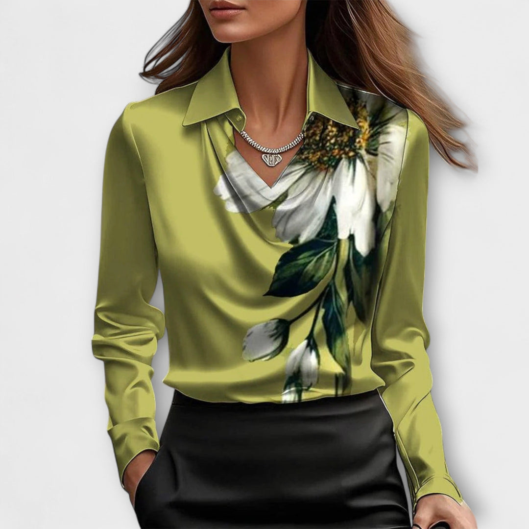 Meli - Glanzende Blouse met Geraffineerde Kraag